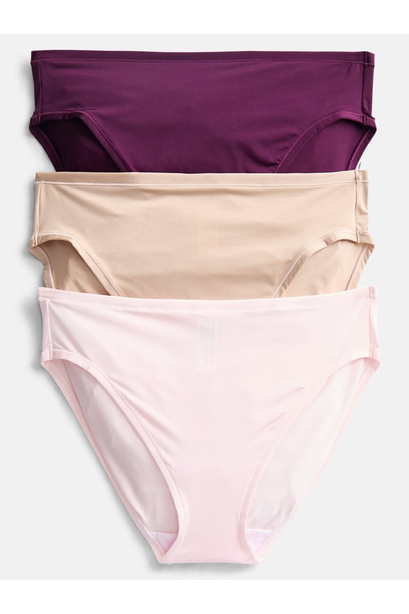 Women's Shine Micro Hi-Cut Bikini Panties, 3-Pack, Sizes XS-XXXL