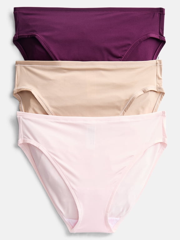 Women's Shine Micro Hi-Cut Bikini Panties, 3-Pack, Sizes XS-XXXL