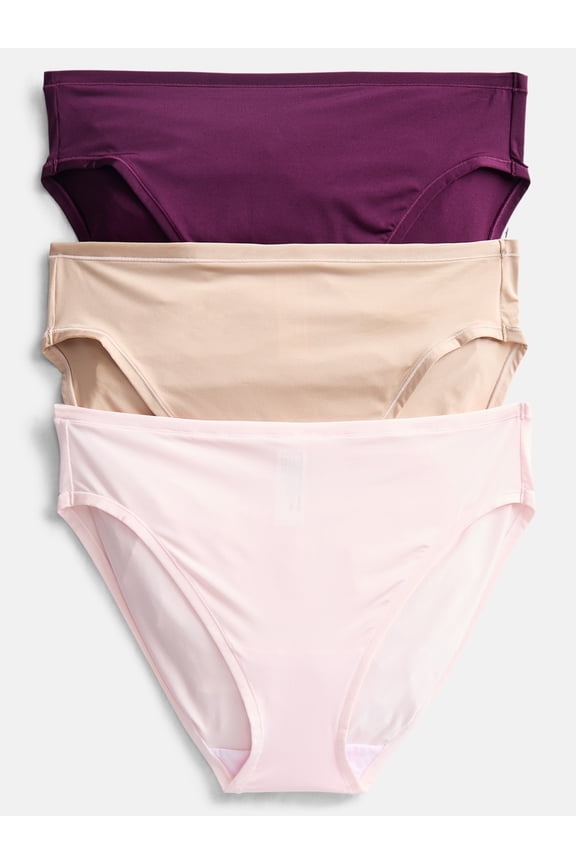 Women's Shine Micro Hi-Cut Bikini Panties, 3-Pack, Sizes XS-XXXL