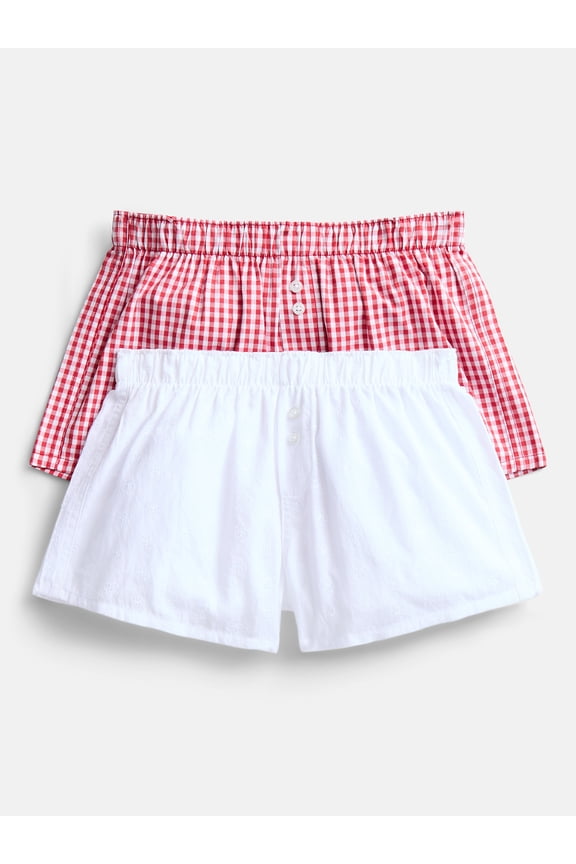 Girls 2Pk Cotton Boxer Short, Sizes XS to XXL