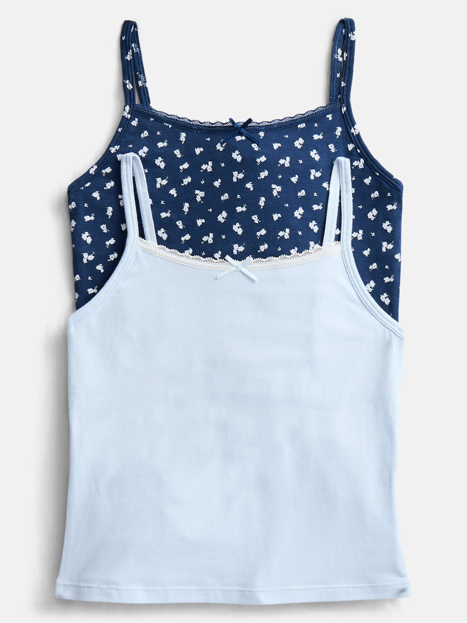 Weekend Academy Girls 2Pk Cotton Lace Trim Cami Tops, Sizes XS to XXL
