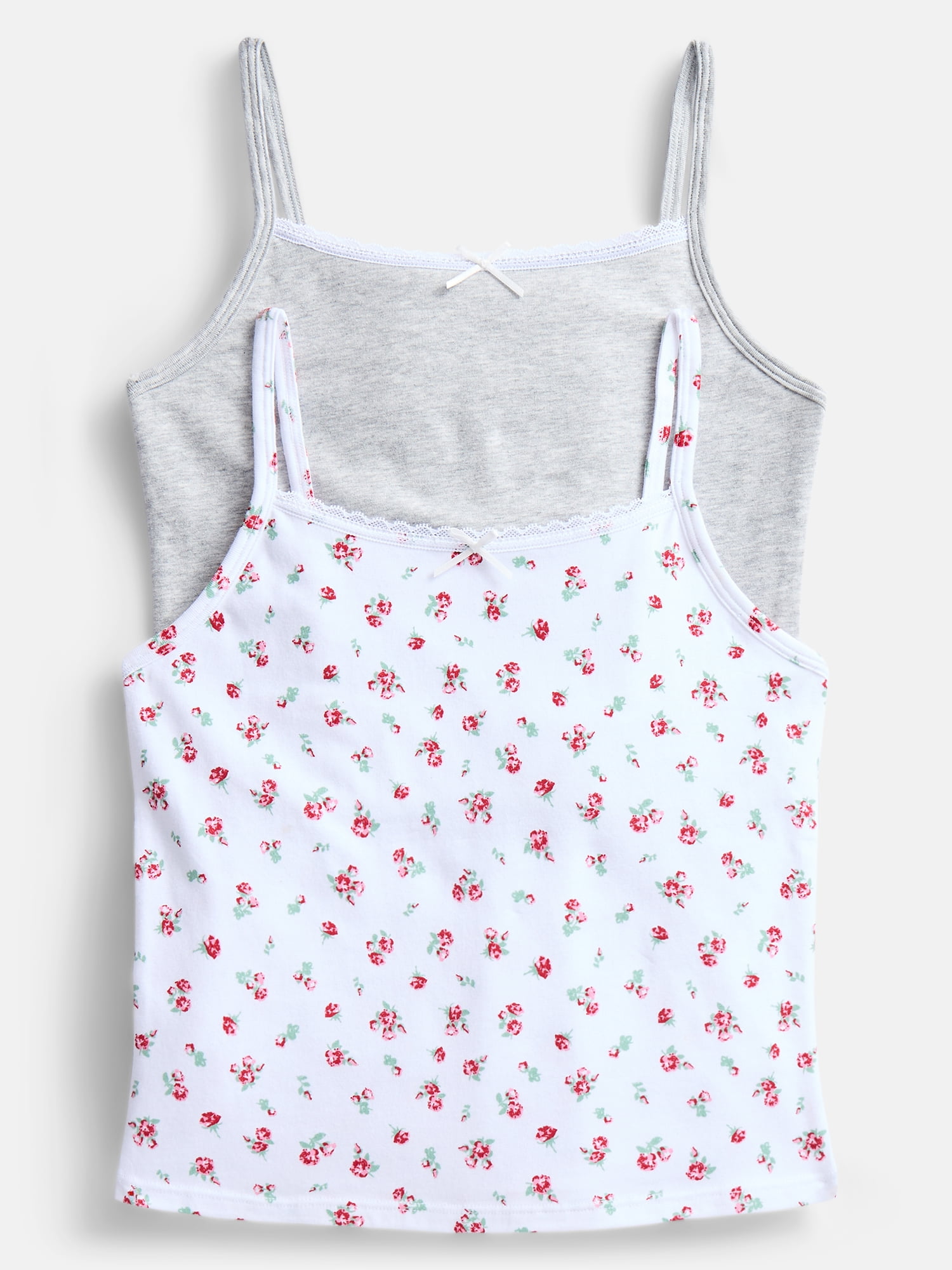 Weekend Academy Girls 2Pk Cotton Lace Trim Cami Tops, Sizes XS to XXL