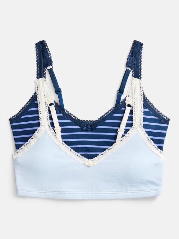 Girls 2Pk Cotton Triangle Bralette, Sizes XS to XXL