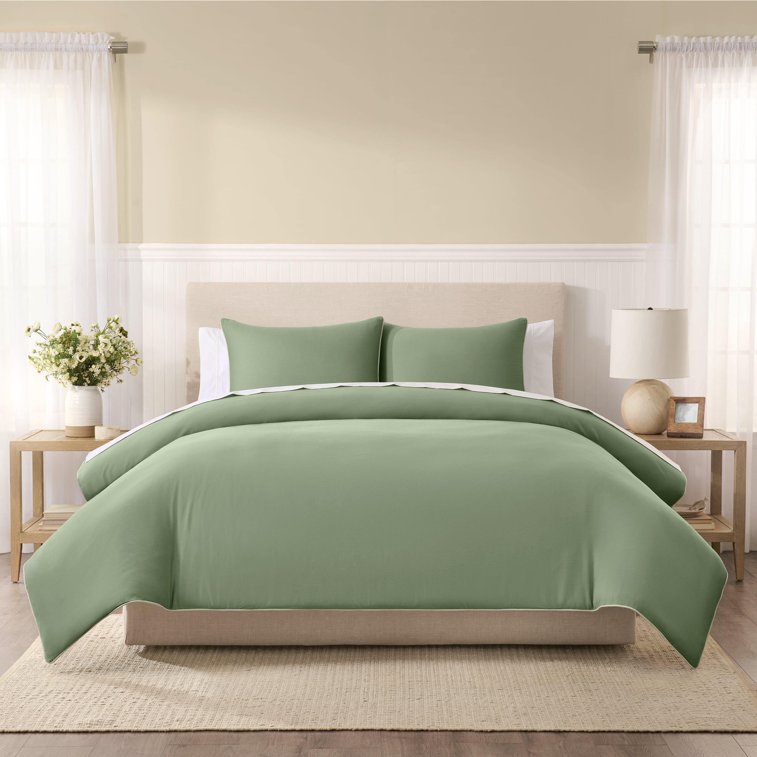 Wamsutta 1846 Cotton Tencel 3-Piece Sea Spray Green Solid Comforter Set, King