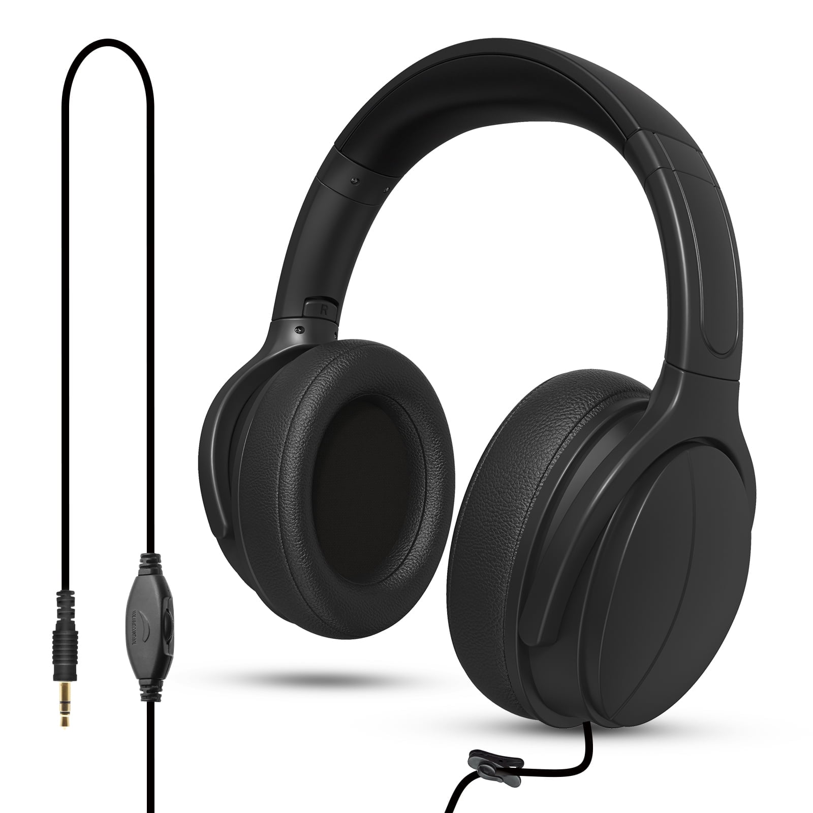 WMSZMSM Long Cord Wired Headphones for TV & PC, No Mic, Volume Control, 3.5mm AUX(9.8FT)