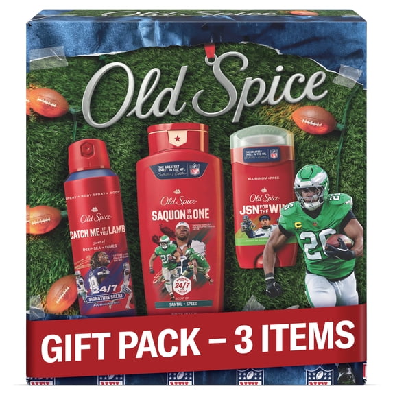 Old Spice NFL Collector's Edition Holiday Gift Set, Includes Deodorant, Body Wash & Body Spray, 3 Piece