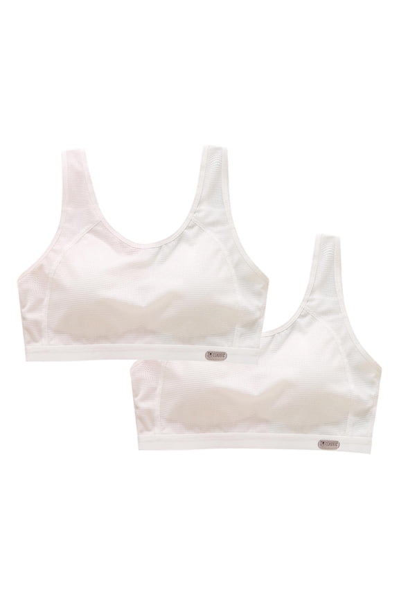 2 Pack Teen Girls Seamless Training Bras Comfortable Sports Bras Lightly Padded Everyday T-Shirt Bralettes U Neck No Underwire Lounge Bras for Age 8-16 Years