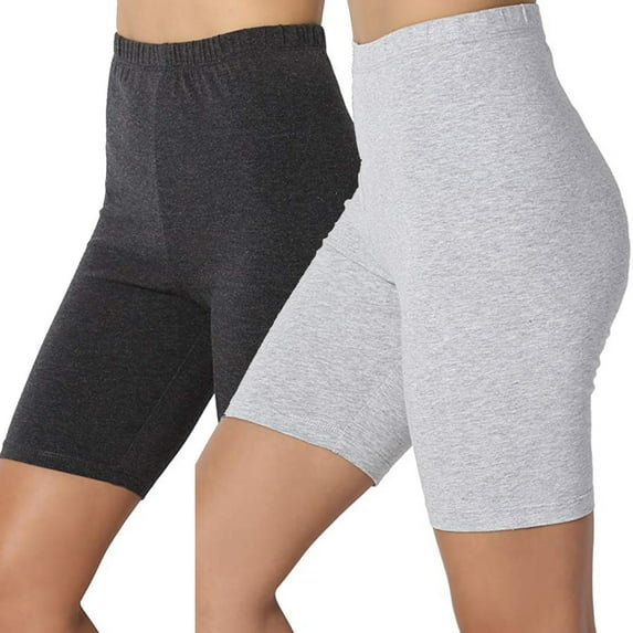 WMTBSRSW 2 Pack Women's Leggings Solid High Waist Biker Shorts Workout Yoga Athletic Shorts Stretch Boxer Briefs Multi Packs