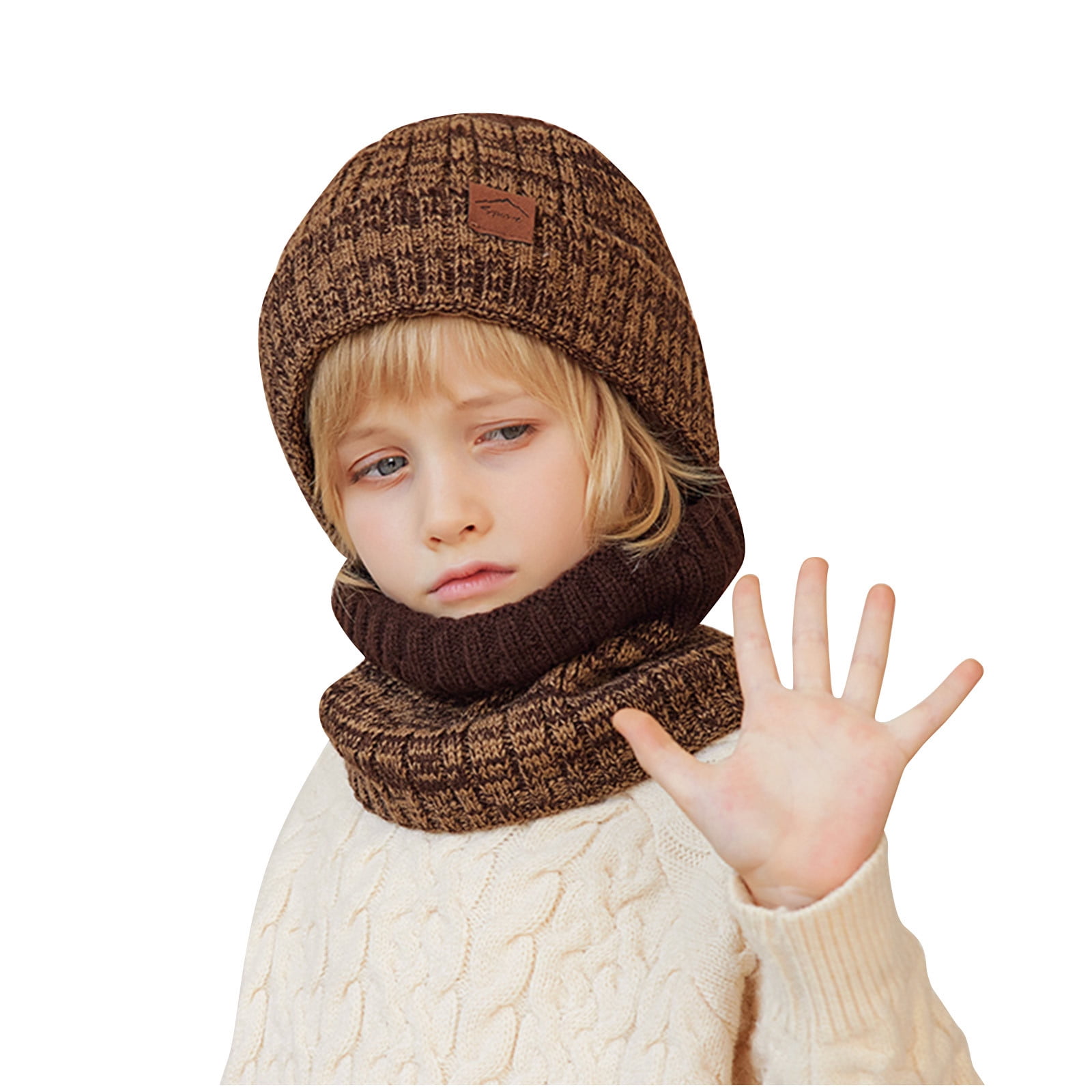 WMTBSRSW Pcs Kids Winter Beanie Hat Scarf Set Thick Knit Warm - Main Image