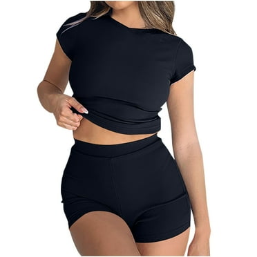 WMTBSRSW 2 Piece Outfits for Women Lightweight Short Sleeve Crewneck Sets Lounge Yoga Sets Outdoor Sports Gym Workout Tracksuit