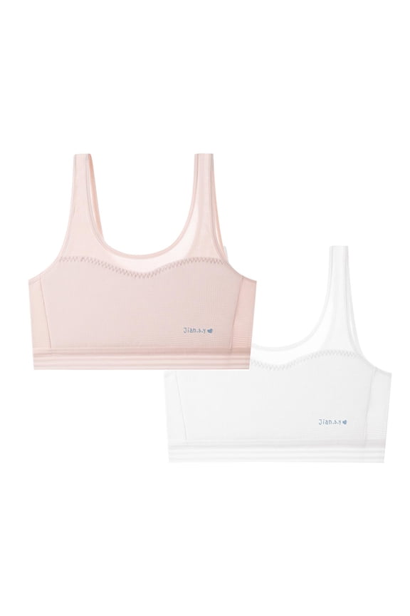 3 PCS Girls Seamless Training Bras Ages 8-12 Beginners Seamless Spaghetti Straps Sport Bra Soft Breathable Underwear Camisole Tops Teen Girl's First Bralettes
