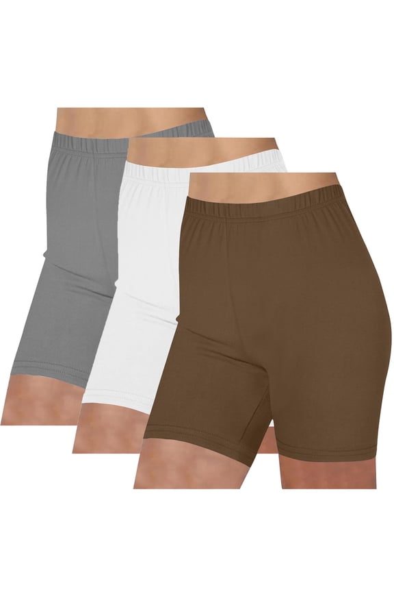 3 Pack Biker Shorts for Women High Waisted Tummy Control Shorts for Gym Workout Athletic Cheerleading Yoga