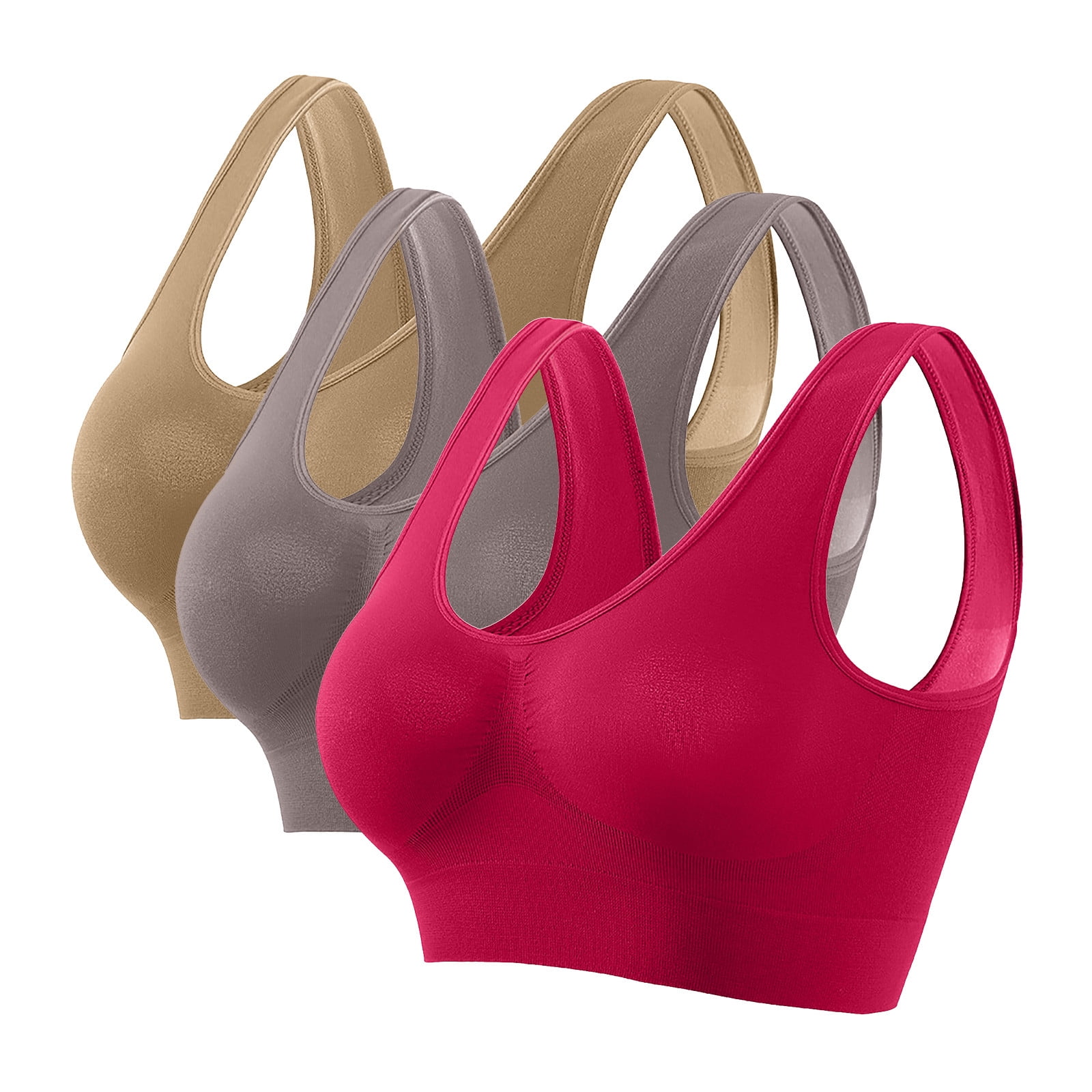 WMTBSRSW 3 Pack Sports Bras Women Plus Size Large Bust Seamless UBack