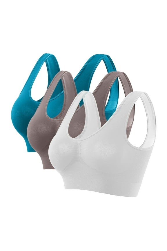 3 Pack Sports Bras Women Plus Size Large Bust Seamless U-Back Bra No Underwire High Impact Support Push Up Bra