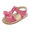 thumbnail image 1 of WMTBSRSW 4-12 Months Baby Girls' Cute Bow Summer Sandals Soft Sole Open Toe Sandal Solid Color Non-Slip First Walking Shoes, 1 of 5