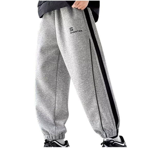 WMTBSRSW 5-15 Years Boys Baggy Cotton Track Pants Kids Fashion Side Stripe Parachute Joggers Trousers Active Sweat Pants Workout Jogger Pants