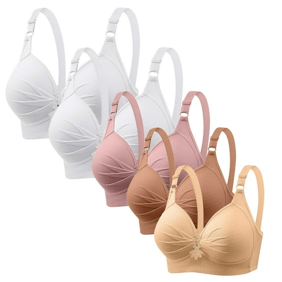 WMTBSRSW 5 Pack Set Bras for Women Full Coverage Push Up Bra No Underwire Oversized Comfort Bras Comfort High Support Everyday Bra