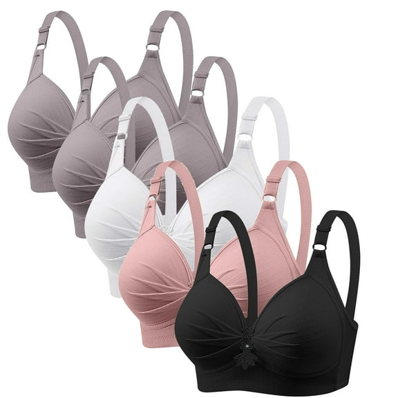 WMTBSRSW 5 Pack Set Bras for Women Full Coverage Push Up Bra No Underwire Oversized Comfort Bras Comfort High Support Everyday Bra