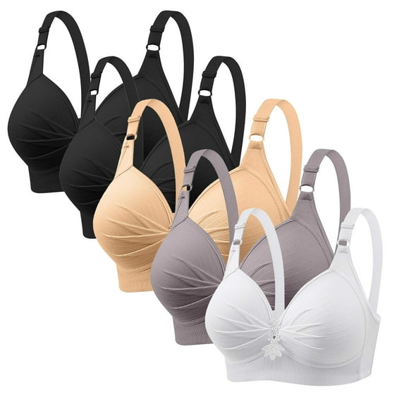 WMTBSRSW 5 Pack Set Bras for Women Full Coverage Push Up Bra No Underwire Plus Size Bras Comfort High Support Everyday Bra