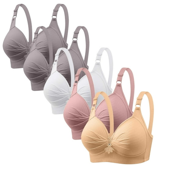 WMTBSRSW 5 Pack Set Bras for Women Full Coverage Push Up Bra No Underwire Plus Size Bras Comfort High Support Everyday Bra