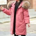 thumbnail image 1 of WMTBSRSW 6-16 Years Girls Winter Long Fleece Coat Hooded Puffer Jackets Full Zip Up Lightweight Down Jackets Casual Thermal Outwear with Pockets, 1 of 9