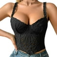 thumbnail image 1 of WMTBSRSW Adjustable Straps Bustier Corset Tops for Women Cozy Breathable Sleeveless Crop Tops with Back Lace up Y2K Going Out Top S, 1 of 8