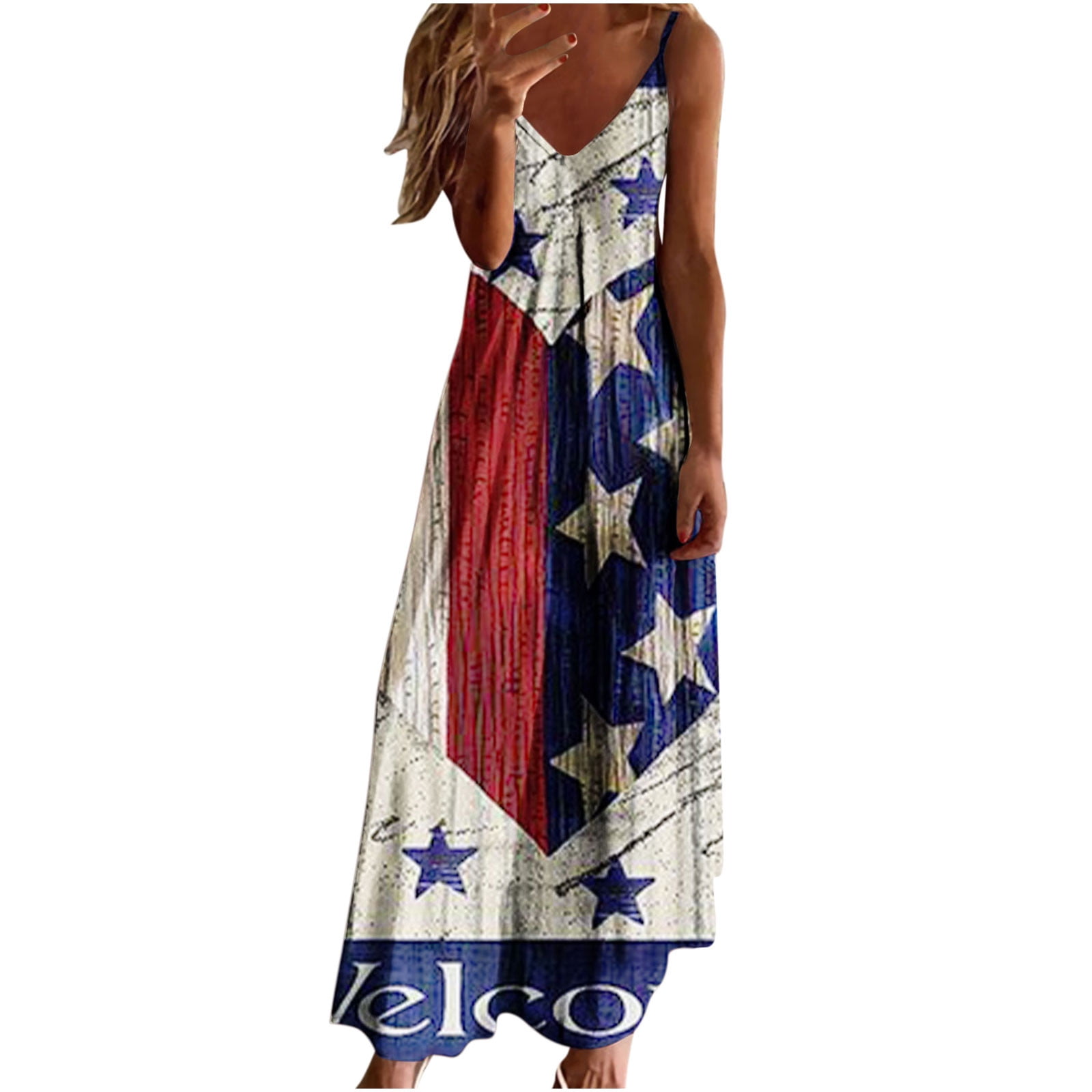 WMTBSRSW American Flag Maxi Dress 4th of July Women Dress Independence ...