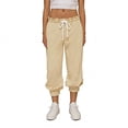 thumbnail image 1 of WMTBSRSW Athletic Jogger Capris Women Ruffle Waisted Drawstring Cropepd Sweatpants Comfy Workout Running Pants Beige Small, 1 of 5