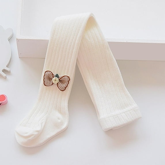 WMTBSRSW Baby Girl 1-12 Years Tights Cute Tie Bow Cable Knit Cotton Tights Pantyhose Leggings Stocking Pants White 4 Years