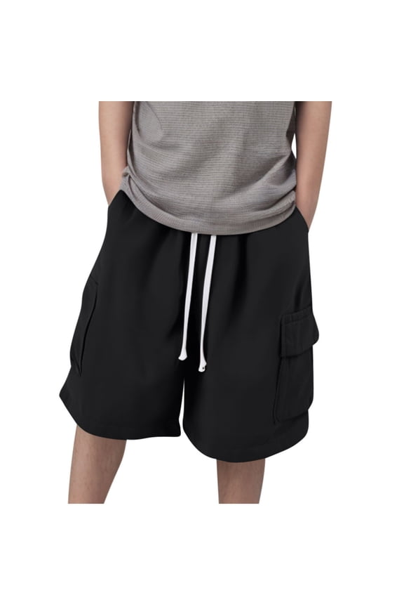 Big Boys Baggy Cargo Shorts Casual Loose Wide Leg Bermuda Knee Length Shorts Lightweight Drawstring Sweat Shorts with Pockets 6-15 Years