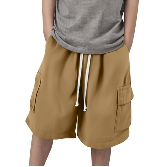 WMTBSRSW Big Boys Baggy Cargo Shorts Casual Loose Wide Leg Bermuda Knee Length Shorts Lightweight Drawstring Sweat Shorts with Pockets 6-15 Years