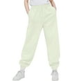 thumbnail image 1 of WMTBSRSW Big Girls Pocketed Jogger Sweatpants Fleece High Waisted Sweatpants Comfy Lounge Trousers Beige 11 Years, 1 of 3