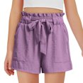 thumbnail image 1 of WMTBSRSW Big Girls Sumemr Shorts with Pockets Ruffle High Waisted Shorts Casual Lightweight Adjustable Tie Knot Loose Shorts 5-14 Years, 1 of 9