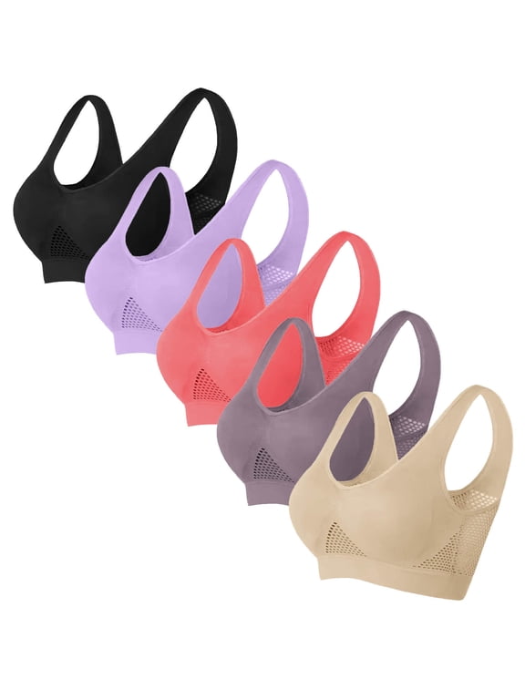 5 Pack Women Cool Liftup Air Summer Comfort Mesh Bra U Back Sports Bras 2025 New Breathable Anti-Saggy Breasts Bra