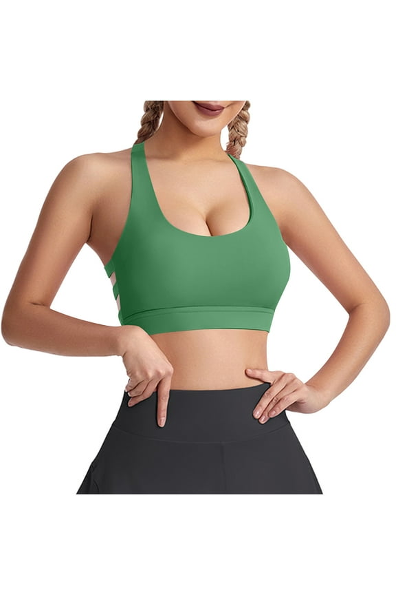 Crop Tank Workout Tops for Women Built in Bra Padded Cups Shirred Criss Cross Longline Sports Bra Back Hollow out Raceback Yoga Top