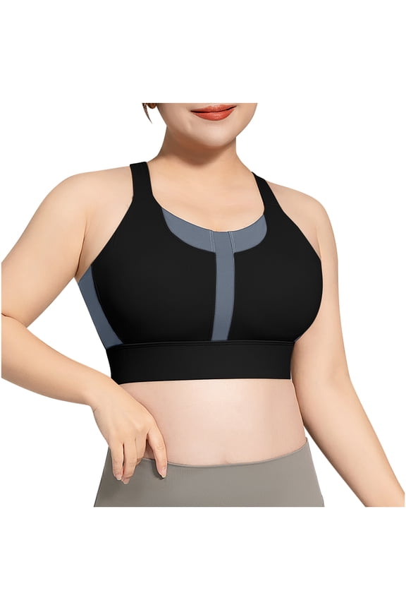 Support Sports Bras for Women Large Bust Seamless Push up Bra Color Block High Impact Bras for Workout Yoga Fitness Plus Size