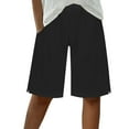 thumbnail image 1 of WMTBSRSW Women's Linen Summer Shorts Solid Casual Bermuda Shorts Wide Leg Mid Length High Waisted Baggy Short with Pocket, 1 of 8