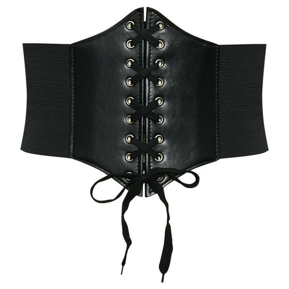 WMTBSRSW Black Corset Waist Belt for Women Underbust Corset Belt Bustier Wide Elastic Tie Waspie Belt for Dresses