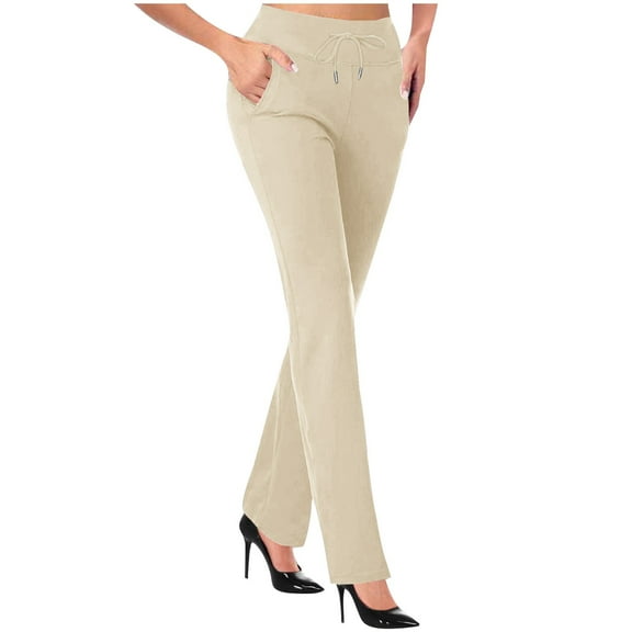 WMTBSRSW Bootcut Dress Pants for Women Business Casual Work Pants with Pockets Straight Leg Trousers Pull On Regular Slacks for Office