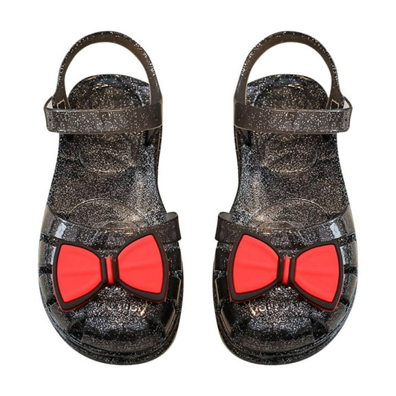 WMTBSRSW Bow Jelly Sandals for Girls Soft Casual Close Toe Sandals Lightweight Summer Flat Shoes for Kids 1-9Y