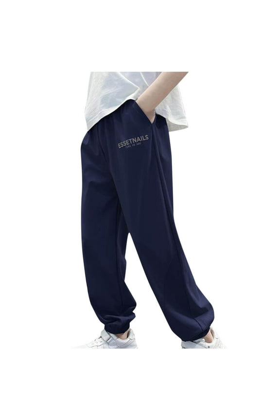 Boys' Cooling Athletic Pants Bug-Resistant Quick-Dry Joggers Thin Elastic Waist Summer Bottoms with Pockets 4-14 Years
