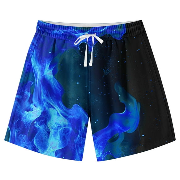 WMTBSRSW Boys' Fashion Flame Print Swim Trunks 7-14Y Lightweight Adjustable Drawstring Beach Shorts Swimwear