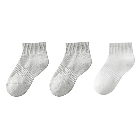 WMTBSRSW Boys Girls Ankle Socks 3 Pairs Heavyweight Cotton Socks Sweat Absorbing Cushioned Sole Socks for Running Soccer Casual Wear 3-12 Years
