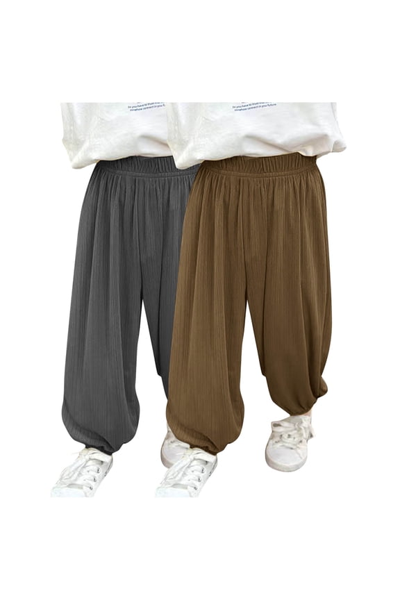 Boys & Girls Summer Lounge Pants 2-Piece Breathable Bug-Resistant Bottoms Thin Loose Casual Trousers for Kids 3-12