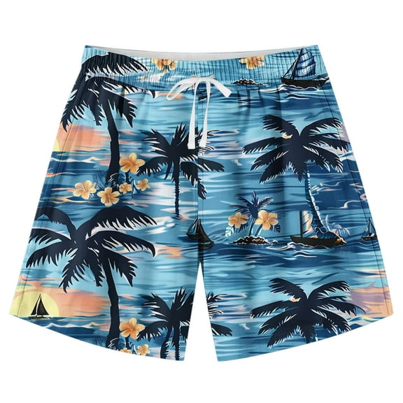 WMTBSRSW Boys Hawaii Graphic Shorts Funny Graphic Print Summer Beach Shorts Loose Casual High Waisted Drawstring Shorts with Pockets 7-14 Years