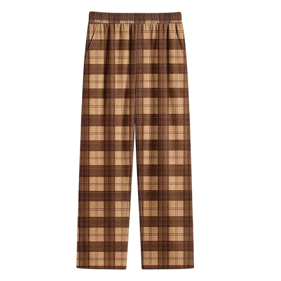 WMTBSRSW Boys Plaid Lounge Pants Elastic Waist Straight Leg Pants with Pockets Comfortable Housewear Sleepwear for 4-16 Years