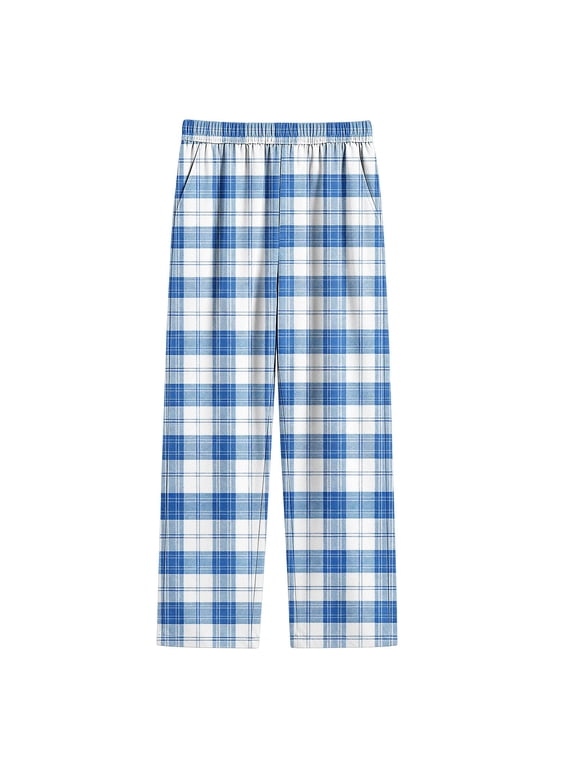 Boys Plaid Lounge Pants Elastic Waist Straight Leg Pants with Pockets Comfortable Housewear Sleepwear for 4-16 Years