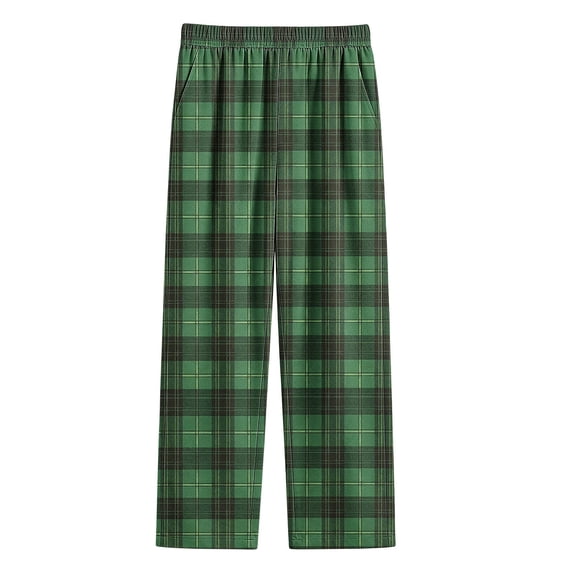 WMTBSRSW Boys Plaid Lounge Pants Elastic Waist Straight Leg Pants with Pockets Comfortable Housewear Sleepwear for 4-16 Years