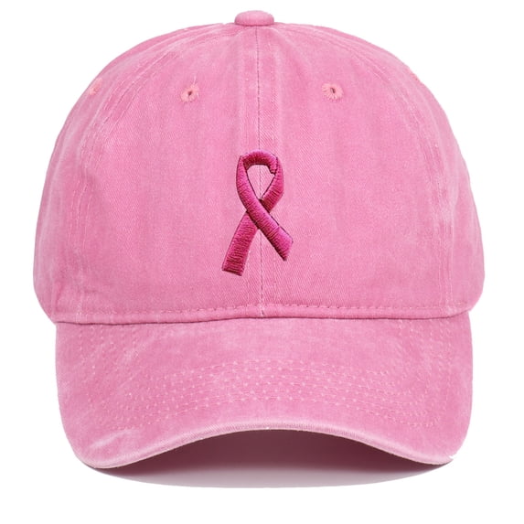 WMTBSRSW Breast Cancer Awareness Hat for Women, Embroidered Pink Ribbon Logo Baseball Hat Cap