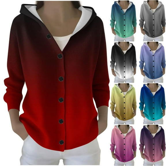 WMTBSRSW Cardigan Sweater for Women Fashion Tie Dye Ribbed Knit Button Down Sweater Jackets Lightweight Casual Long Sleeve Hoodies Coat Wine Medium